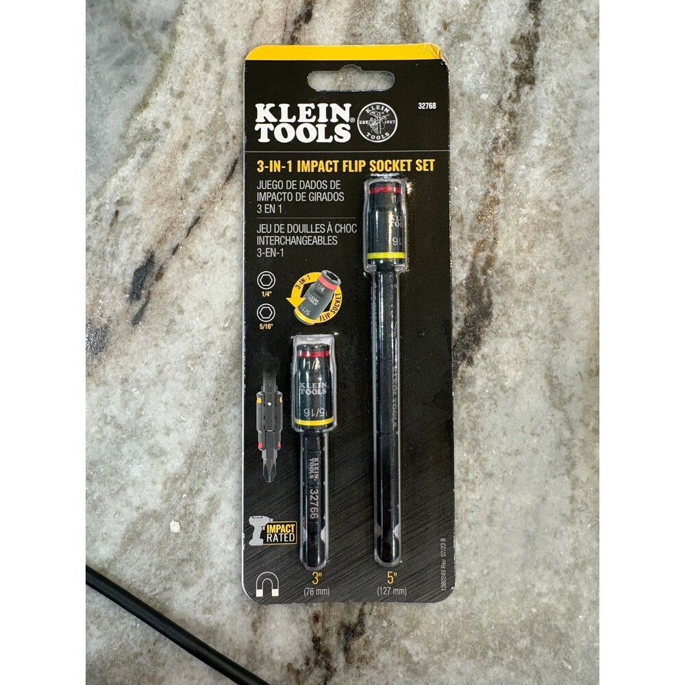 NEW Klein Tools 3-in-1 Impact Flip Socket Set (Model 32768)